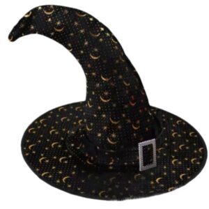 Sombrero bruja dorado hebilla