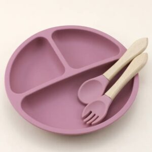 Set platos silicon rosa